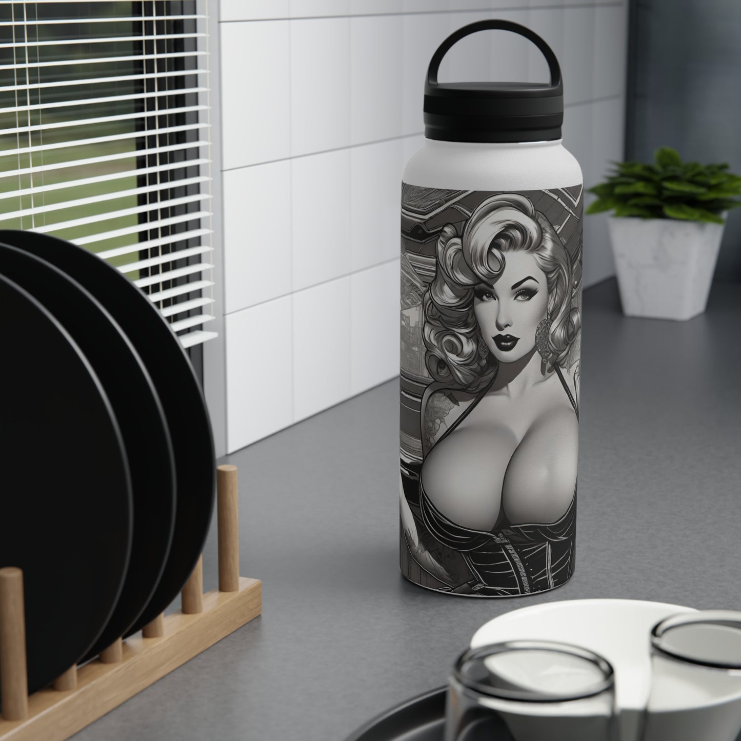 Beverly Stainless Steel Water Bottle, Handle Lid